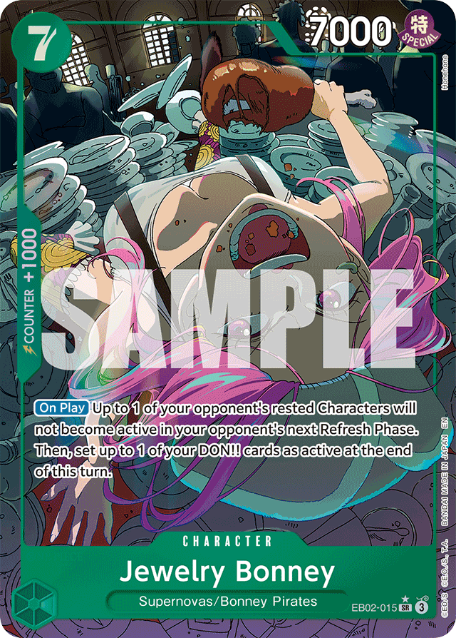 Jewelry Bonney EB02-015 Alt Art card, Anime 25th Collection