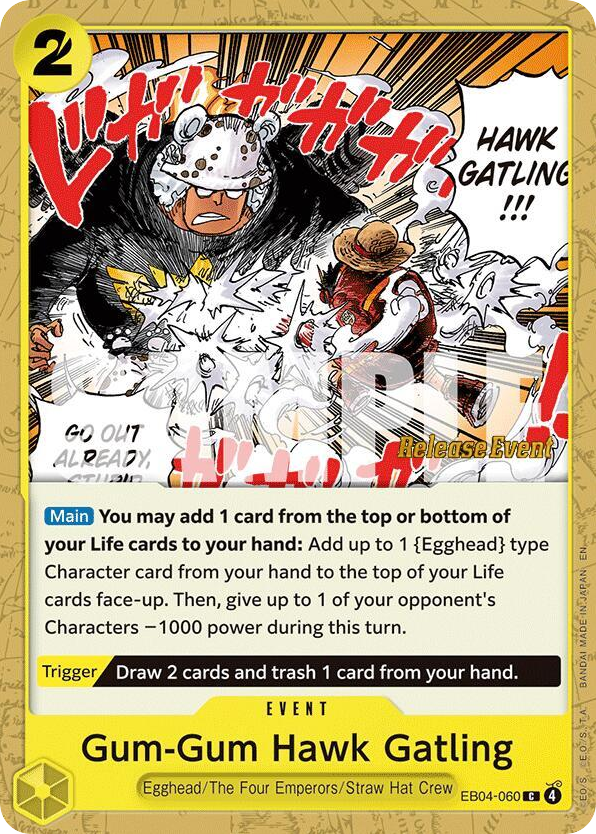 Gum-Gum Hawk Gatling EB04-060 Release Event Stamp card, Egghead Crisis