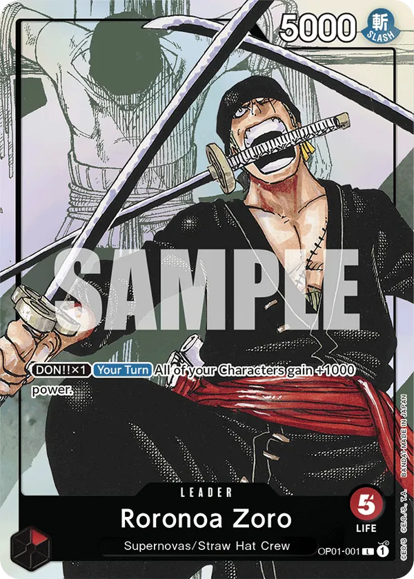 Roronoa Zoro OP01-001 25th Edition Alt Art card, Romance Dawn