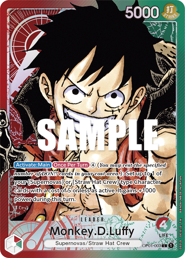 Monkey.D.Luffy OP01-003 Alt Art card, Romance Dawn