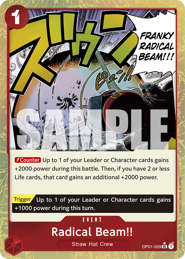 Radical Beam!! OP01-029 Textured Foil card, Romance Dawn