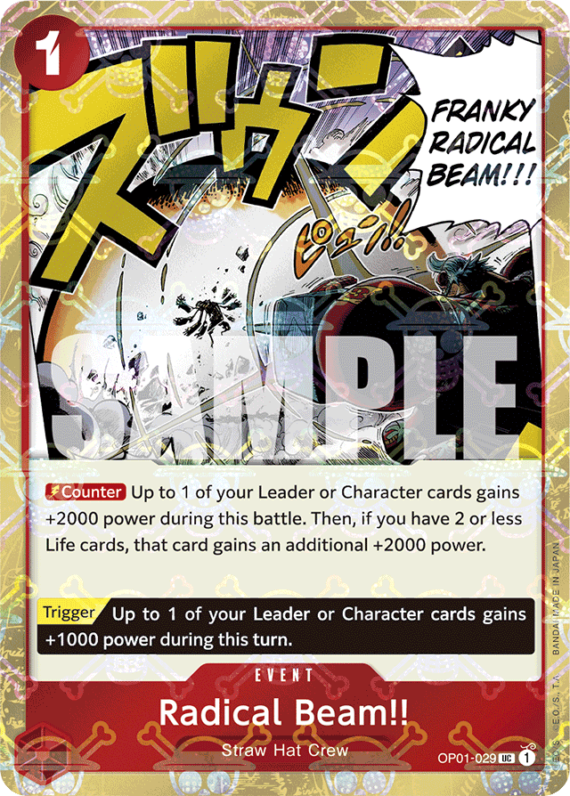 Radical Beam!! OP01-029 Jolly Roger Foil card, Romance Dawn