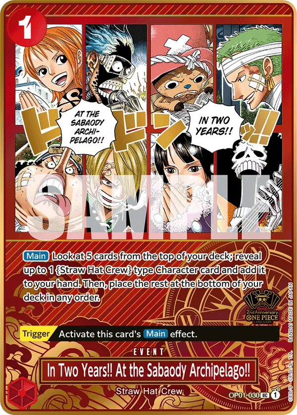 In Two Years!! At the Sabaody Archipelago!! OP01-030 Second Anniversary Stamp card, Romance Dawn
