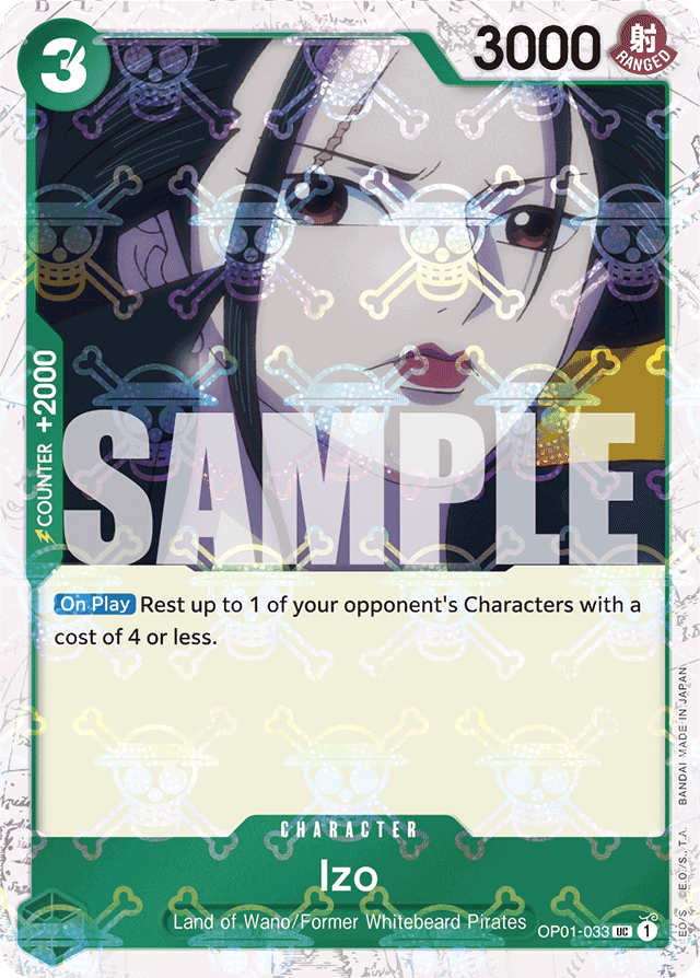 Izo OP01-033 Jolly Roger Foil card, Romance Dawn