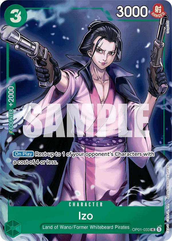 Izo OP01-033 Bandai Card Games Fest Alt Art card, Romance Dawn