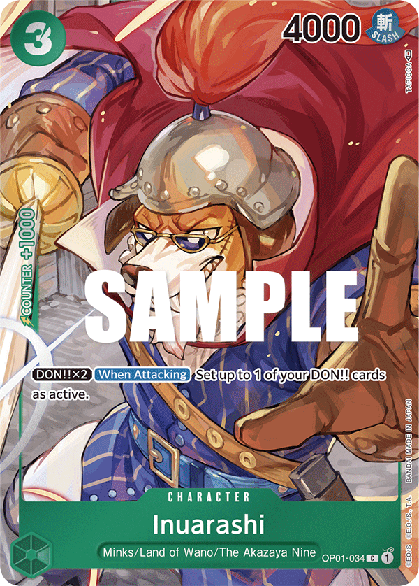 Inuarashi OP01-034 Alt Art card, Romance Dawn