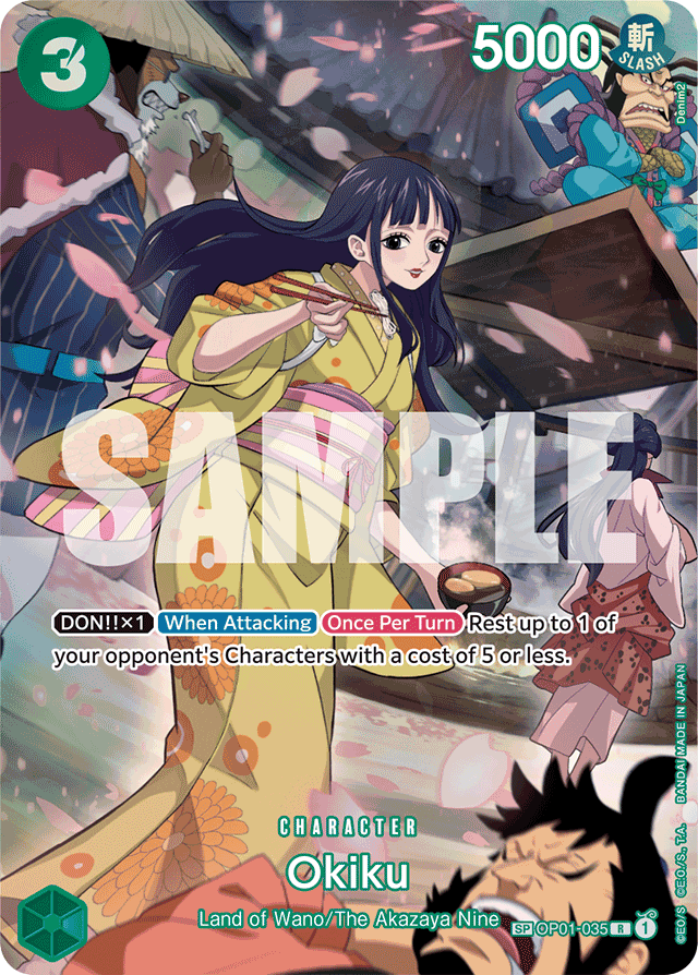 Okiku OP01-035 SP Alt Art card, Romance Dawn