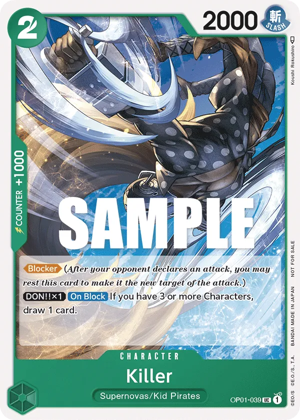 Killer OP01-039 Promotion Pack Alt Art card, Romance Dawn