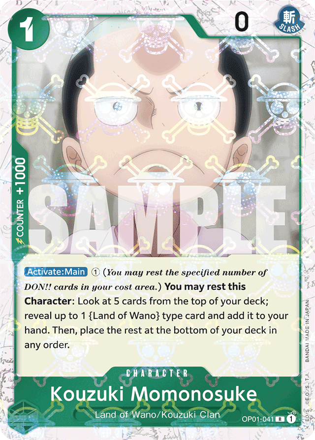 Kouzuki Momonosuke OP01-041 Jolly Roger Foil card, Romance Dawn