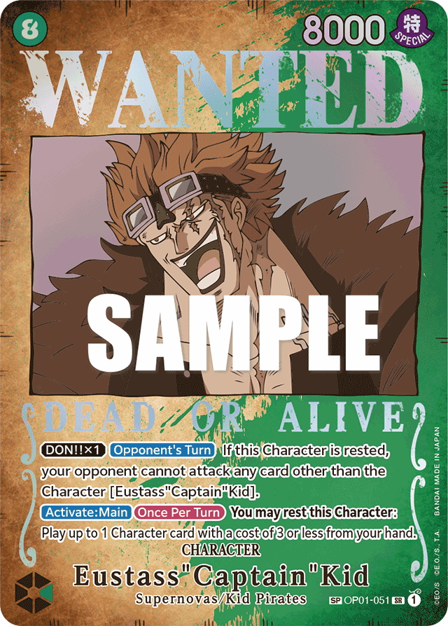 Eustass"Captain"Kid OP01-051 Wanted Poster card, Romance Dawn