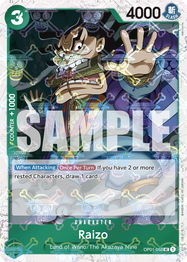 Raizo OP01-052 Jolly Roger Foil card, Romance Dawn