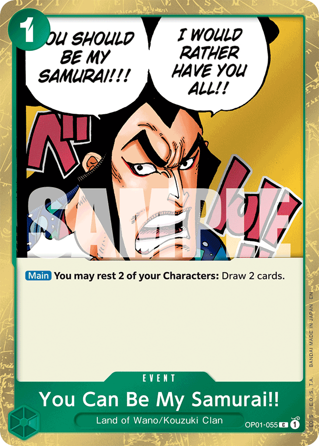 You Can Be My Samurai!! OP01-055 Jolly Roger Foil card, Romance Dawn