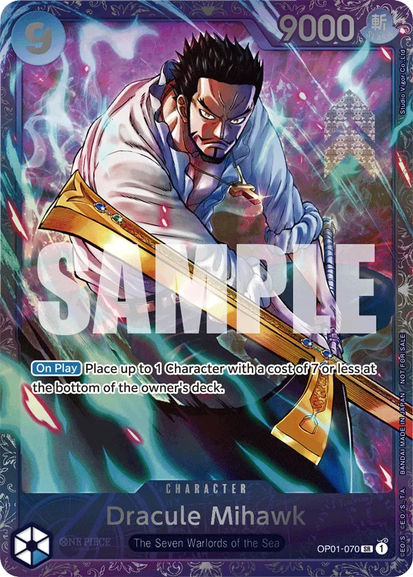 Dracule Mihawk OP01-070 Treasure Cup Alt Art card, Romance Dawn