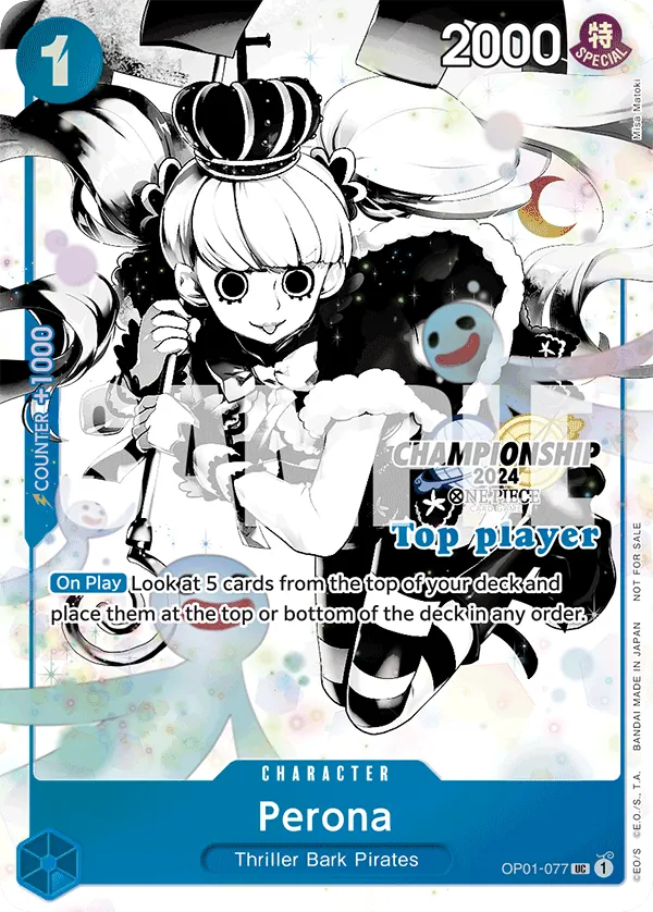 Perona OP01-077 Top Player Stamp Vol. 2 card, Romance Dawn