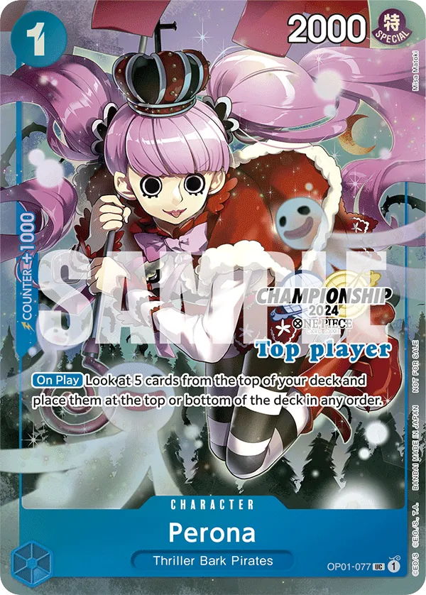Perona OP01-077 Top Player Stamp card, Romance Dawn