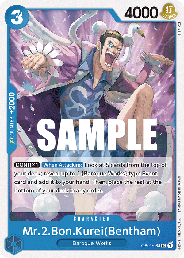 Mr.2.Bon.Kurei(Bentham) OP01-084 card, Romance Dawn