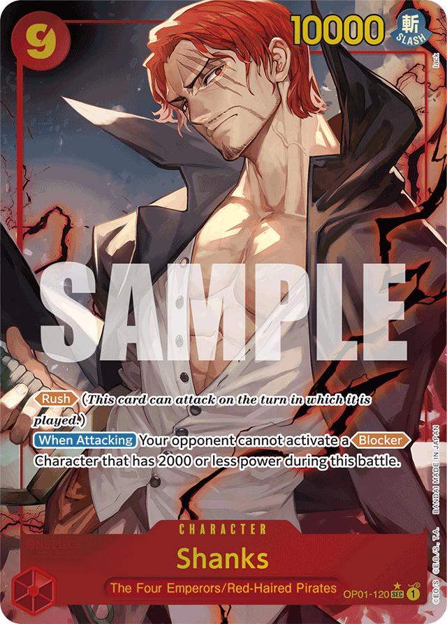 Shanks OP01-120 Premium Alt Art card, Romance Dawn
