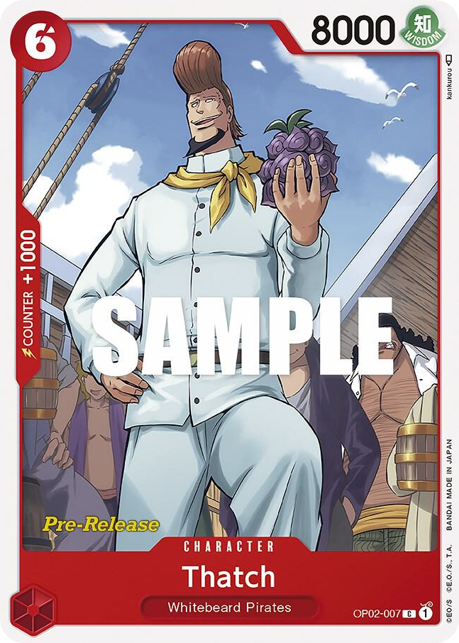 Thatch OP02-007 Pre-Release Stamp card, Paramount War