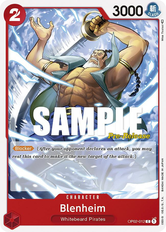 Blenheim OP02-012 Pre-Release Stamp card, Paramount War