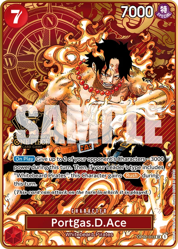 Portgas.D.Ace OP02-013 Second Anniversary Stamp card, Paramount War