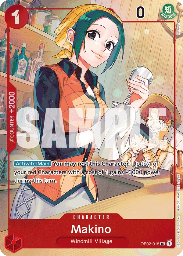 Makino OP02-015 First Anniversary Alt Art card, Paramount War