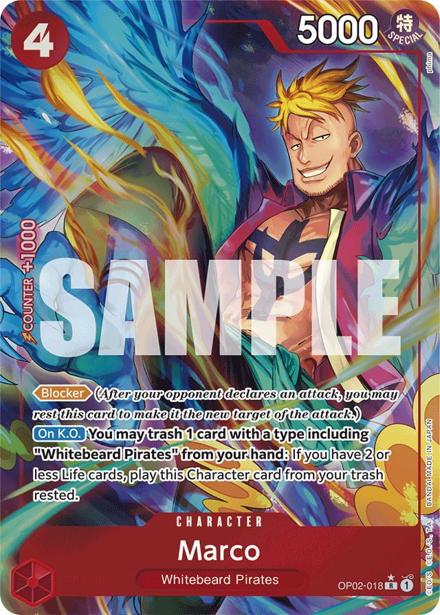 Marco OP02-018 Premium Alt Art card, Paramount War