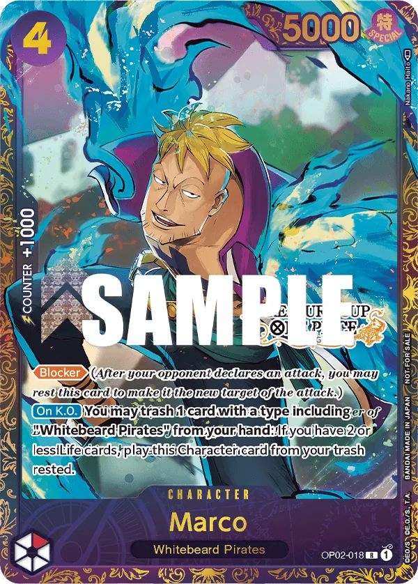 Marco OP02-018 Treasure Cup Stamp card, Paramount War