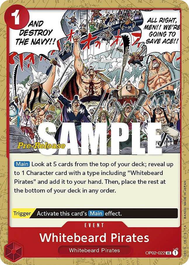 Whitebeard Pirates OP02-022 Pre-Release Stamp card, Paramount War