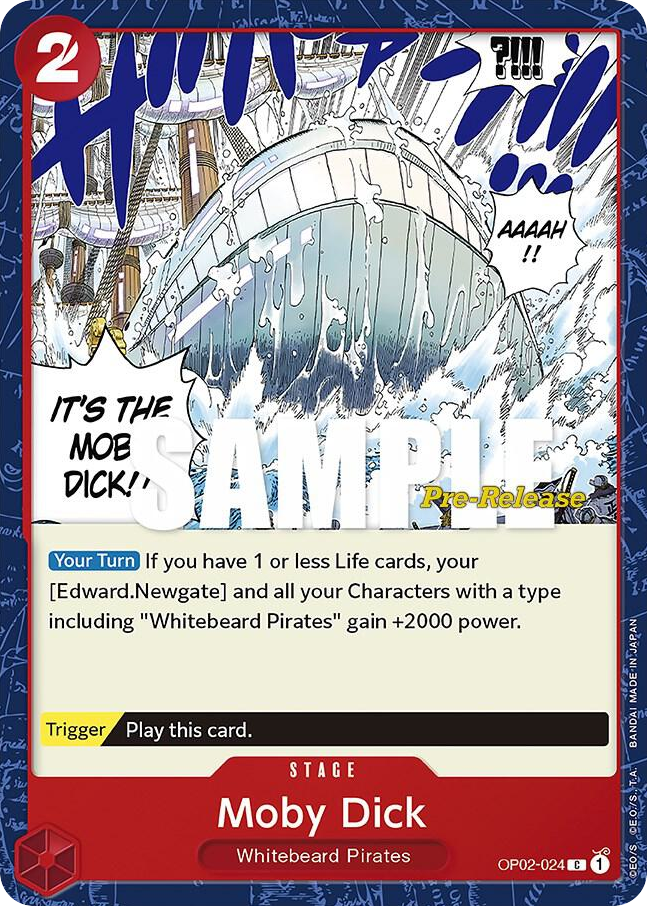 Moby Dick OP02-024 Pre-Release Stamp card, Paramount War