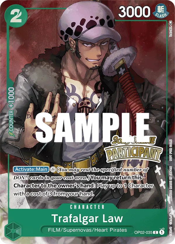 Trafalgar Law OP02-035 Regional Participant Stamp card, Paramount War