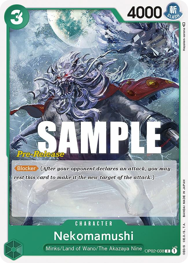 Nekomamushi OP02-038 Pre-Release Stamp card, Paramount War