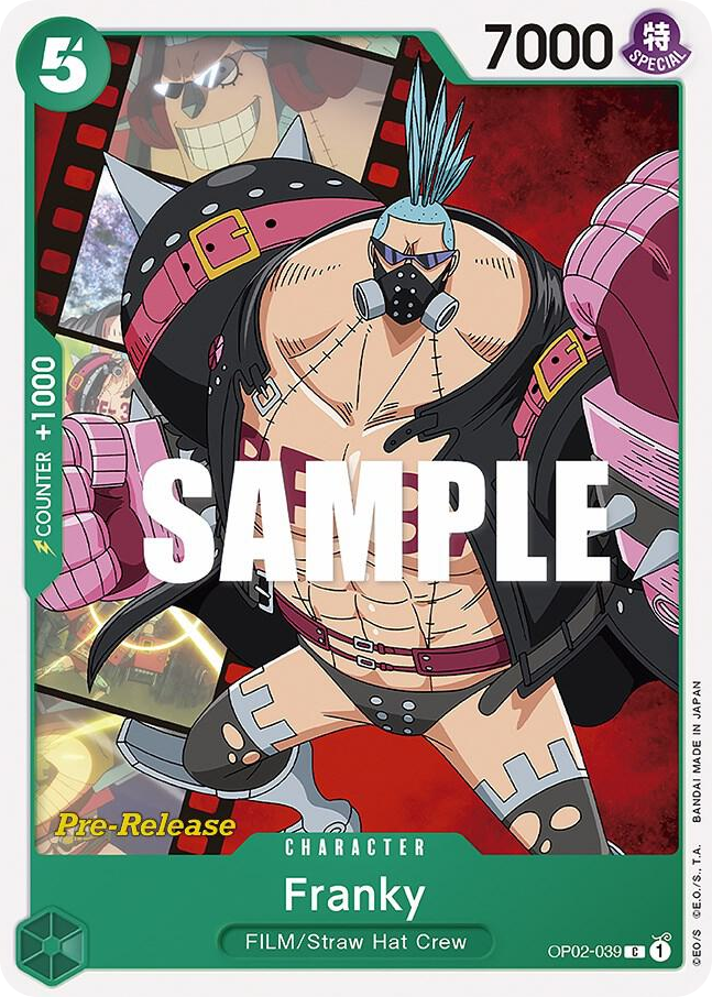 Franky OP02-039 Pre-Release Stamp card, Paramount War