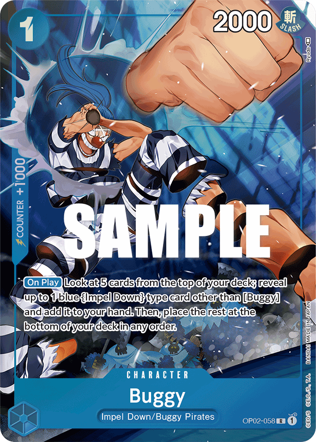 Buggy OP02-058 Alt Art card, Paramount War