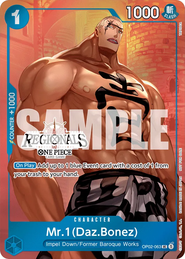Mr.1(Daz.Bonez) OP02-063 Regional Participant Stamp card, Paramount War