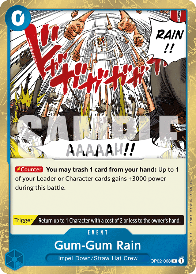 Gum-Gum Rain OP02-068 Reprint card, Paramount War