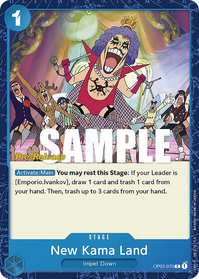 New Kama Land OP02-070 Pre-Release Stamp card, Paramount War