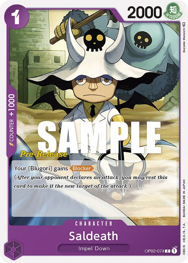 Saldeath OP02-074 Pre-Release Stamp card, Paramount War