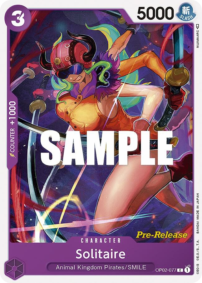 Solitaire OP02-077 Pre-Release Stamp card, Paramount War