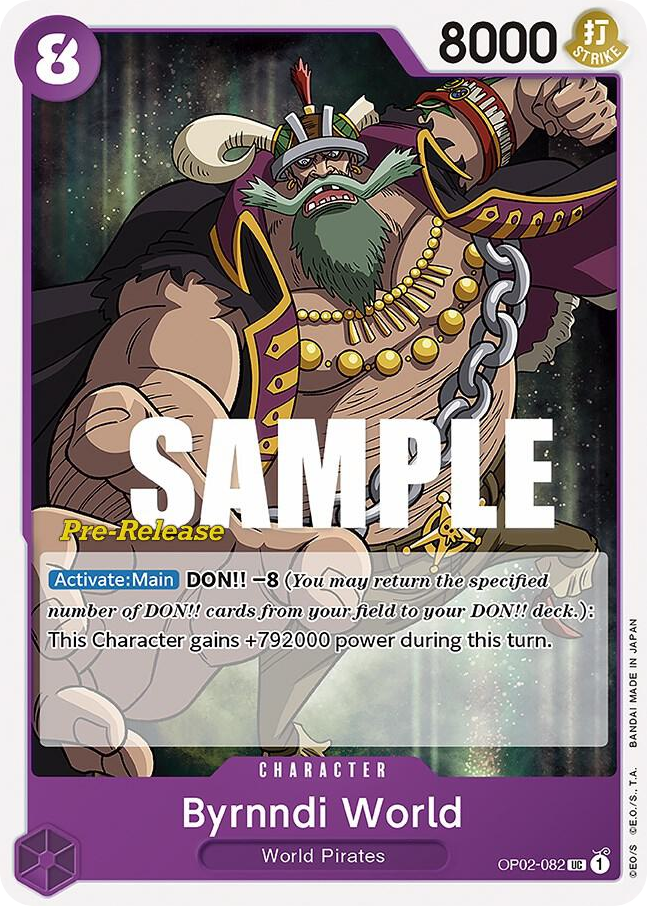 Byrnndi World OP02-082 Pre-Release Stamp card, Paramount War