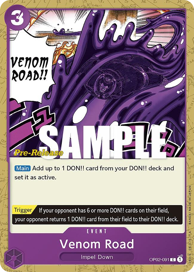 Venom Road OP02-091 Pre-Release Stamp card, Paramount War
