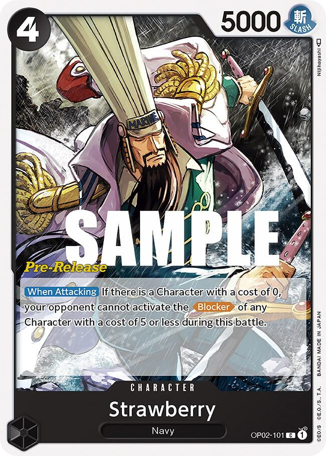 Strawberry OP02-101 Pre-Release Stamp card, Paramount War