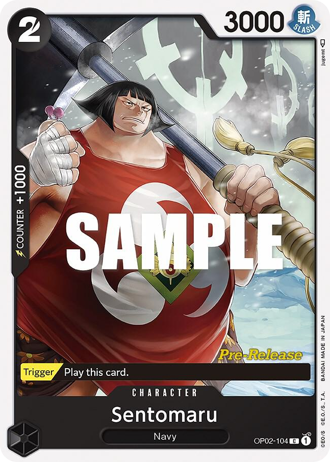 Sentomaru OP02-104 Pre-Release Stamp card, Paramount War