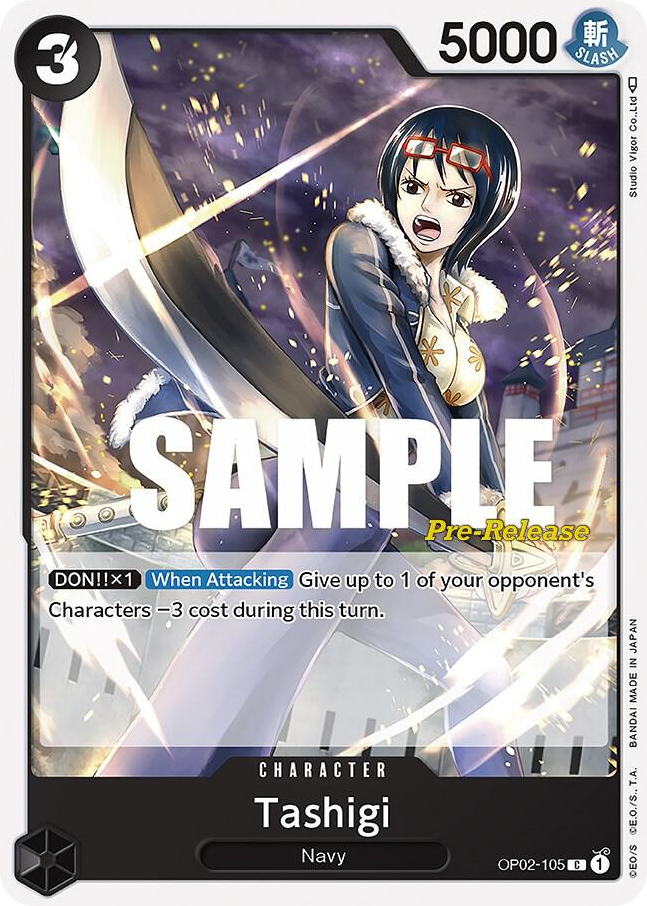 Tashigi OP02-105 Pre-Release Stamp card, Paramount War