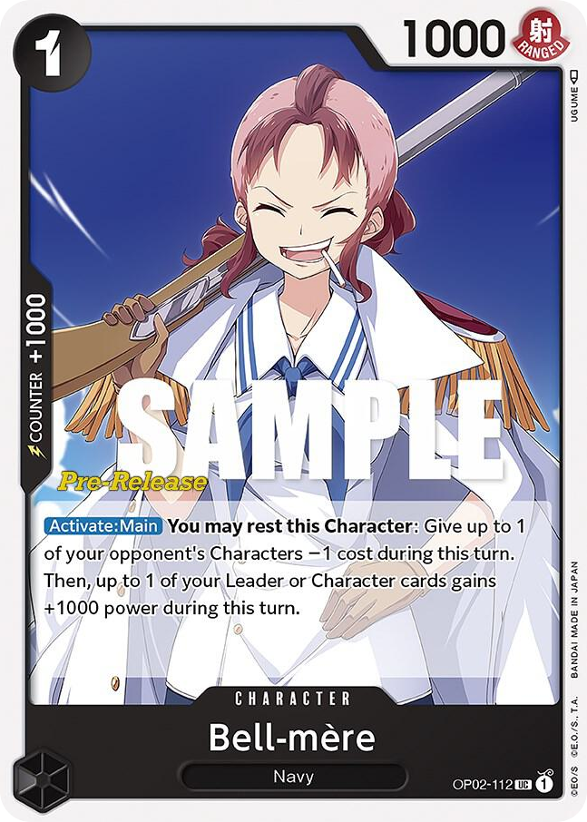 Bell-mere OP02-112 Pre-Release Stamp card, Paramount War