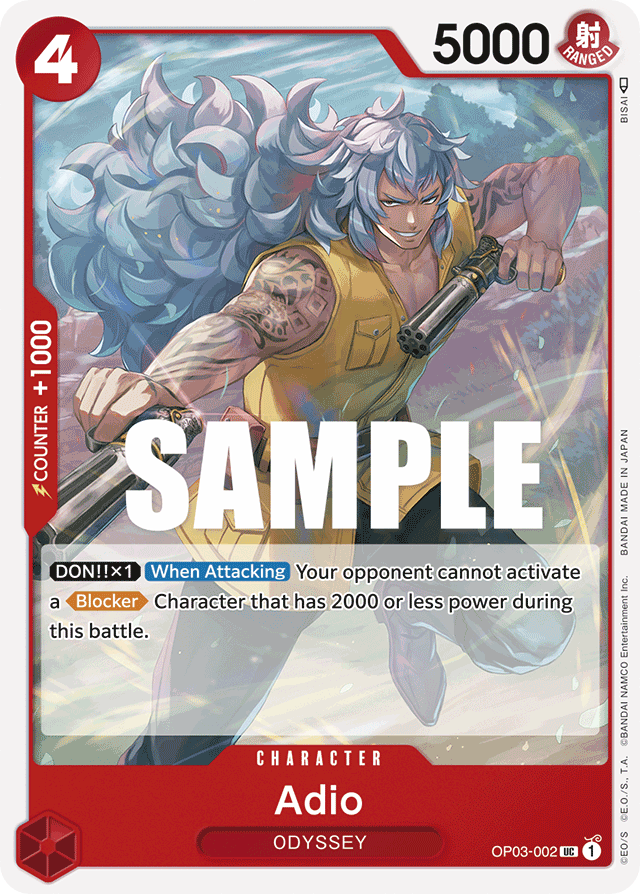 Adio OP03-002 card, Pillars of Strength