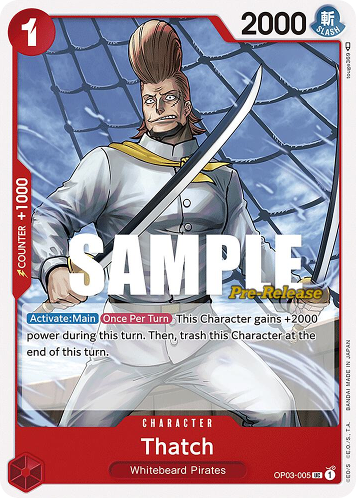 Thatch OP03-005 Pre-Release Stamp card, Pillars of Strength