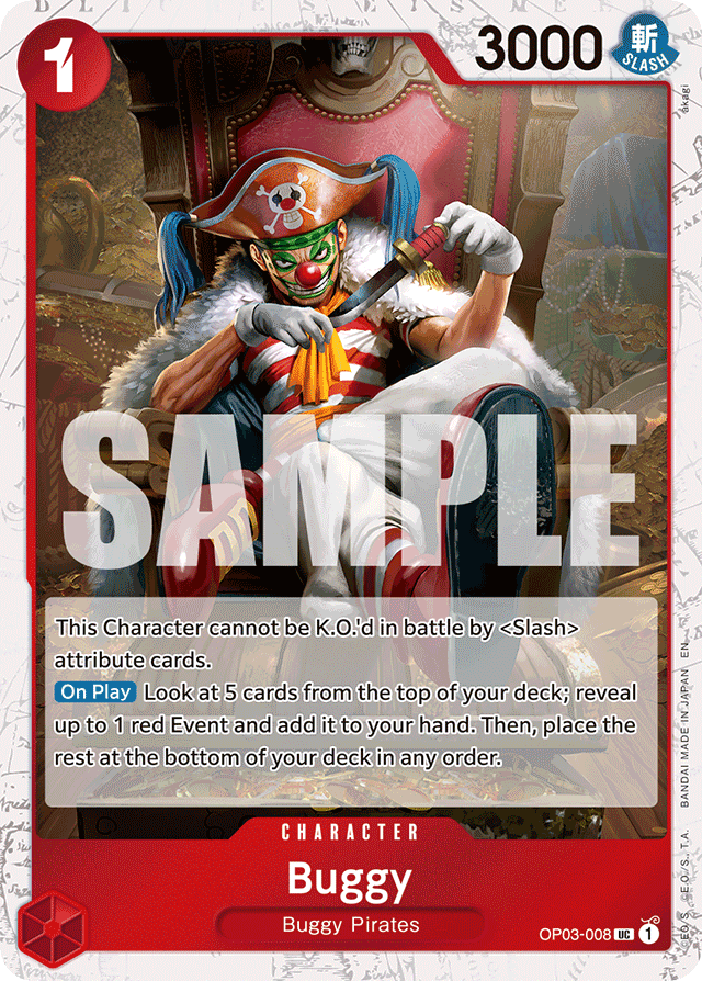 Buggy OP03-008 Jolly Roger Foil card, Pillars of Strength
