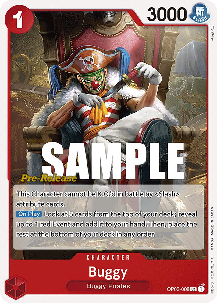 Buggy OP03-008 Pre-Release Stamp card, Pillars of Strength