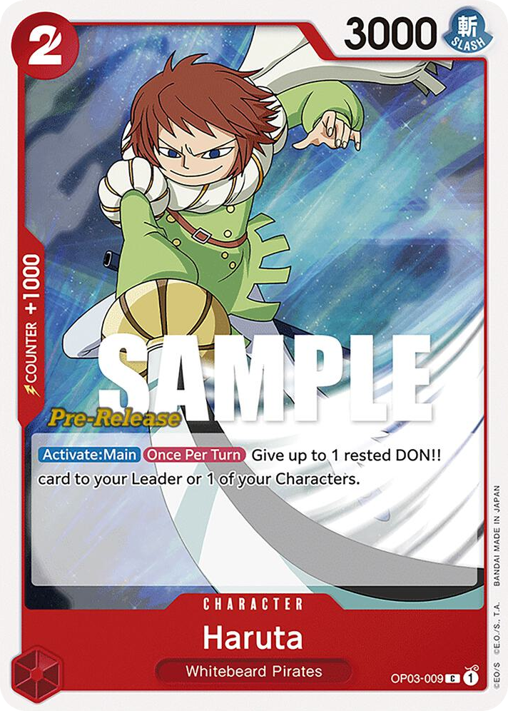 Haruta OP03-009 Pre-Release Stamp card, Pillars of Strength