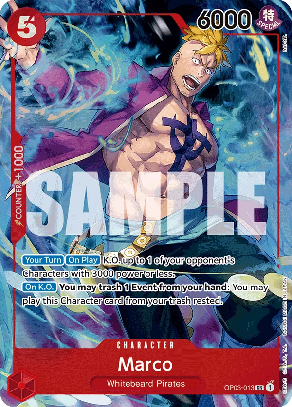 Marco OP03-013 First Anniversary Alt Art card, Pillars of Strength